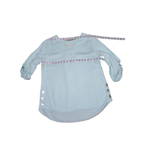 Soft Surroundings V Neck Tunic Blouse Women‎ Sz M Boho Blue - Picture 4 of 7